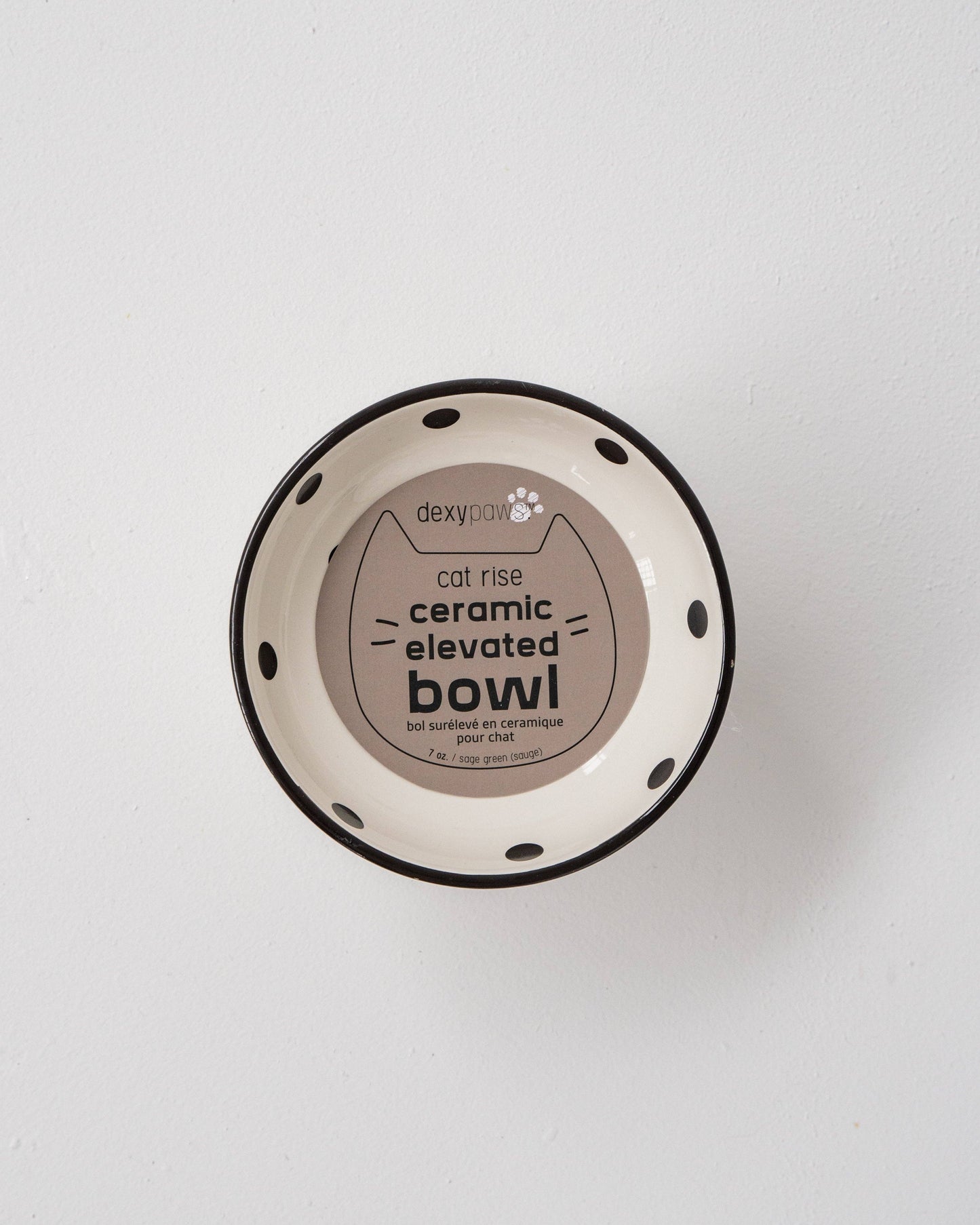 Bol en céramique pour chat à pois blancs et noirs