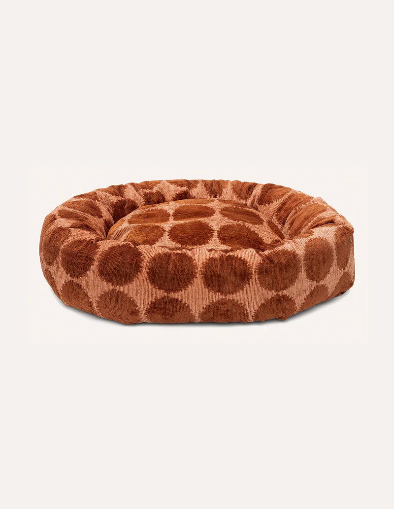 Panier rond à pois pour chien