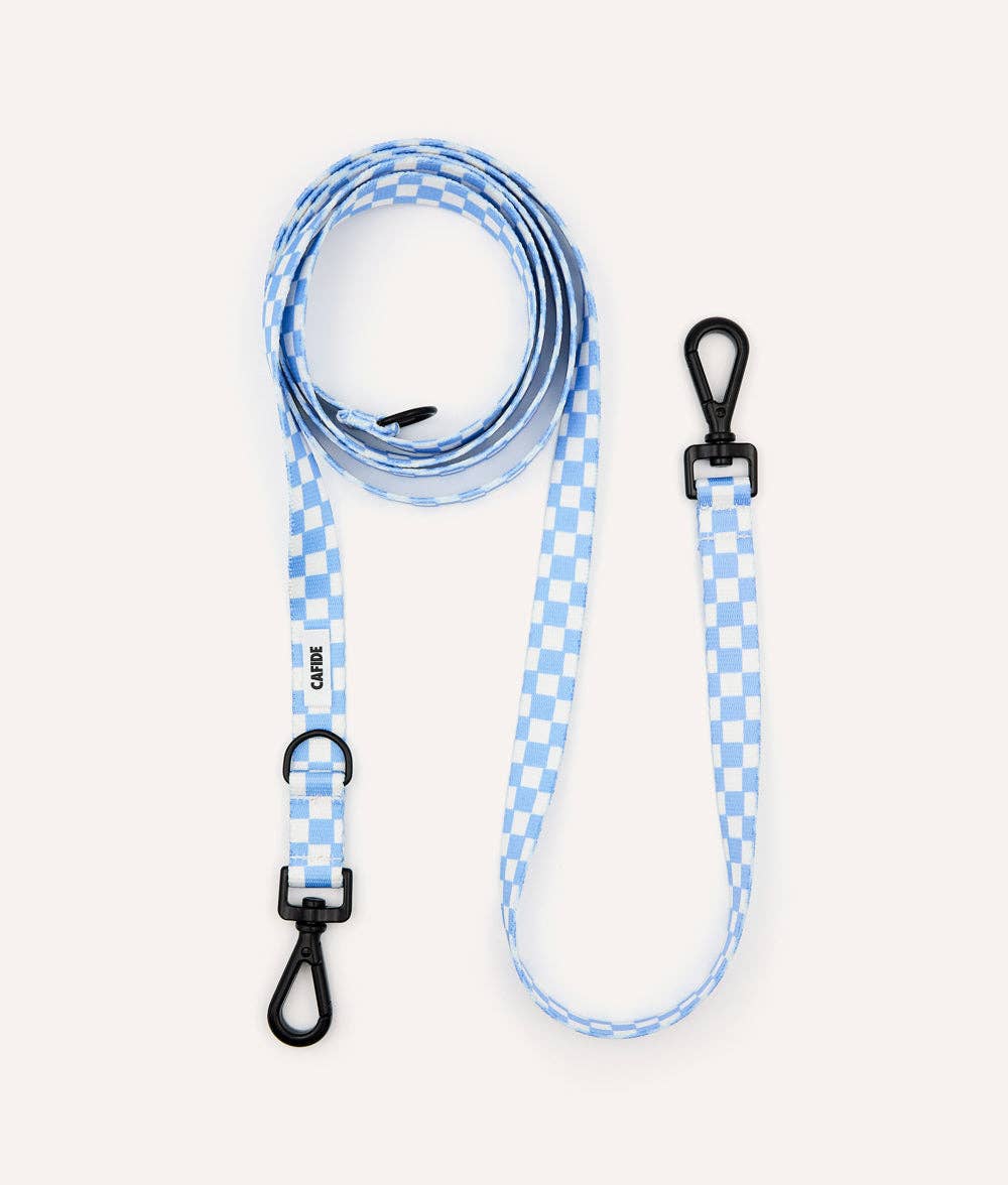 Laisse Multiposition PET Recyclé Design Vichy Bleu, Juno