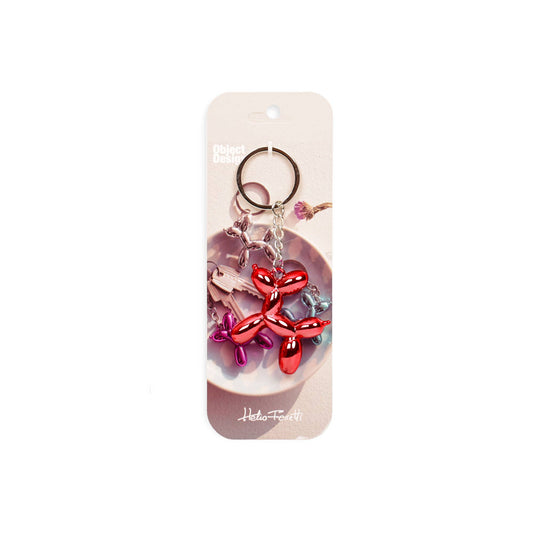 PORTE-CLÉS CHIOT MÉTALLIQUE ROUGE HF