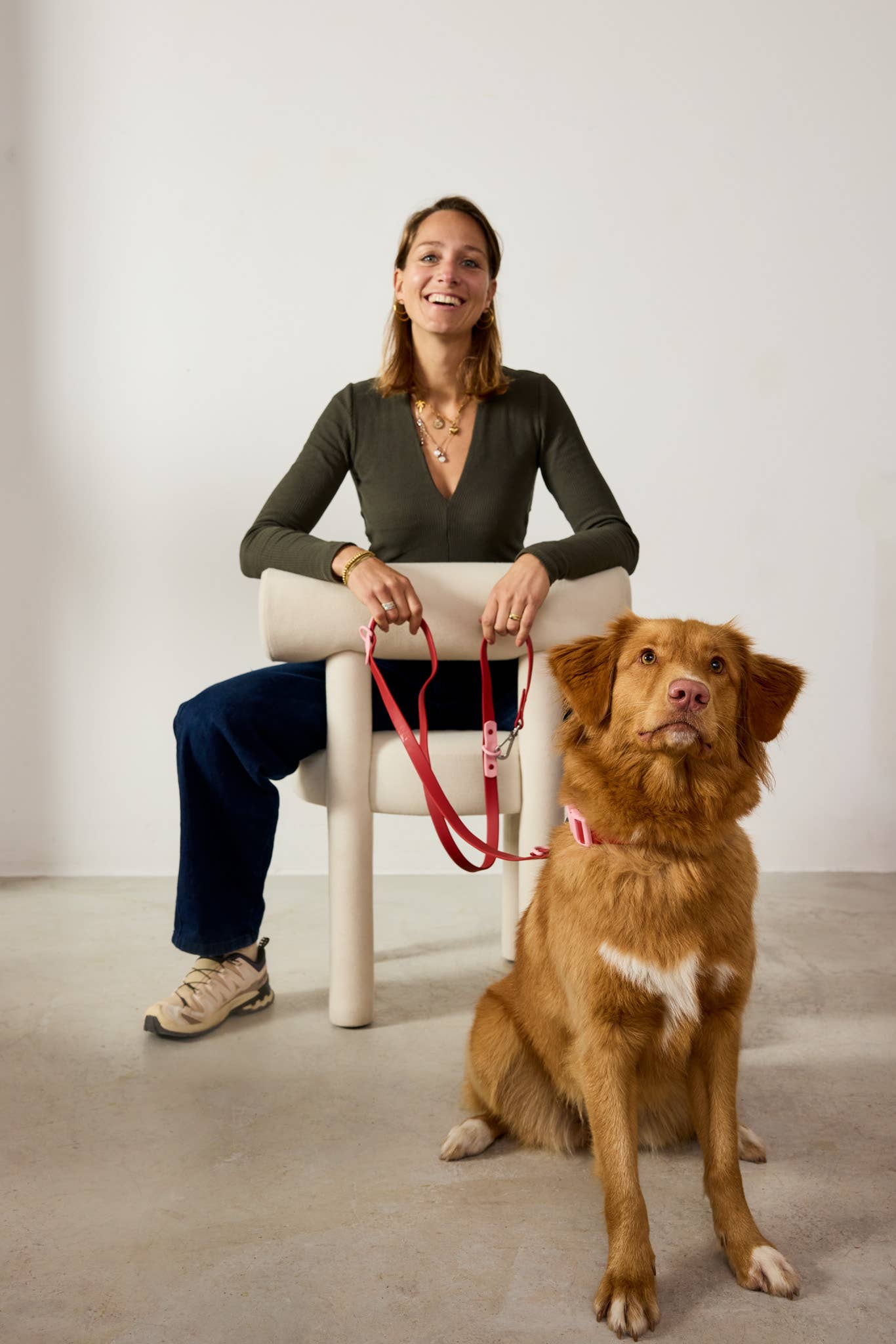 La laisse pour chien Fritz étanche, facile à nettoyer, réglable: Cerise / Norme