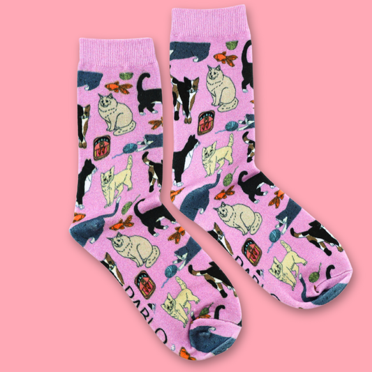 Chaussettes violet chien et chat