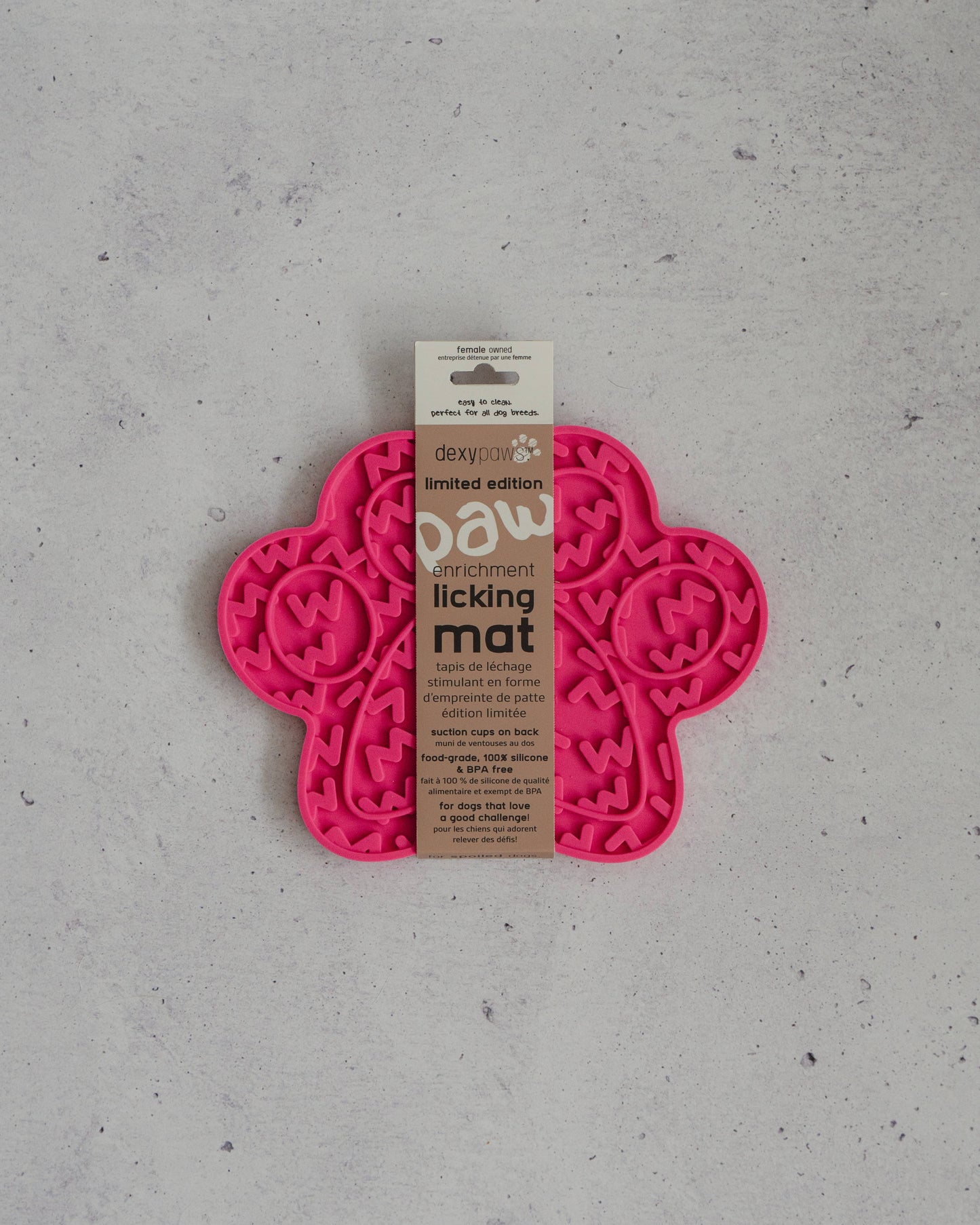 Tapis à lécher Hot Pink Paw Print Enrichment