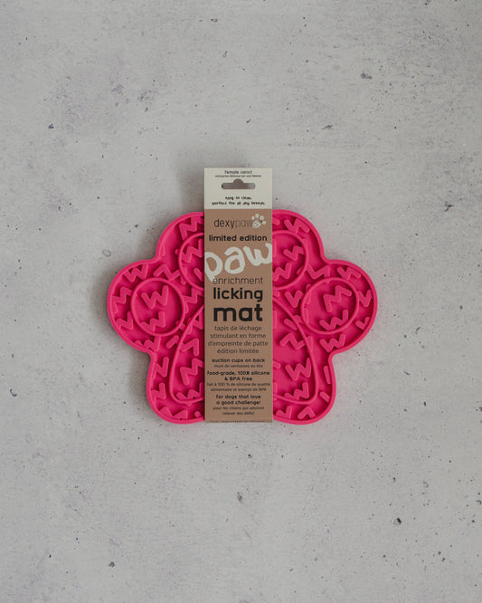 Tapis à lécher Hot Pink Paw Print Enrichment