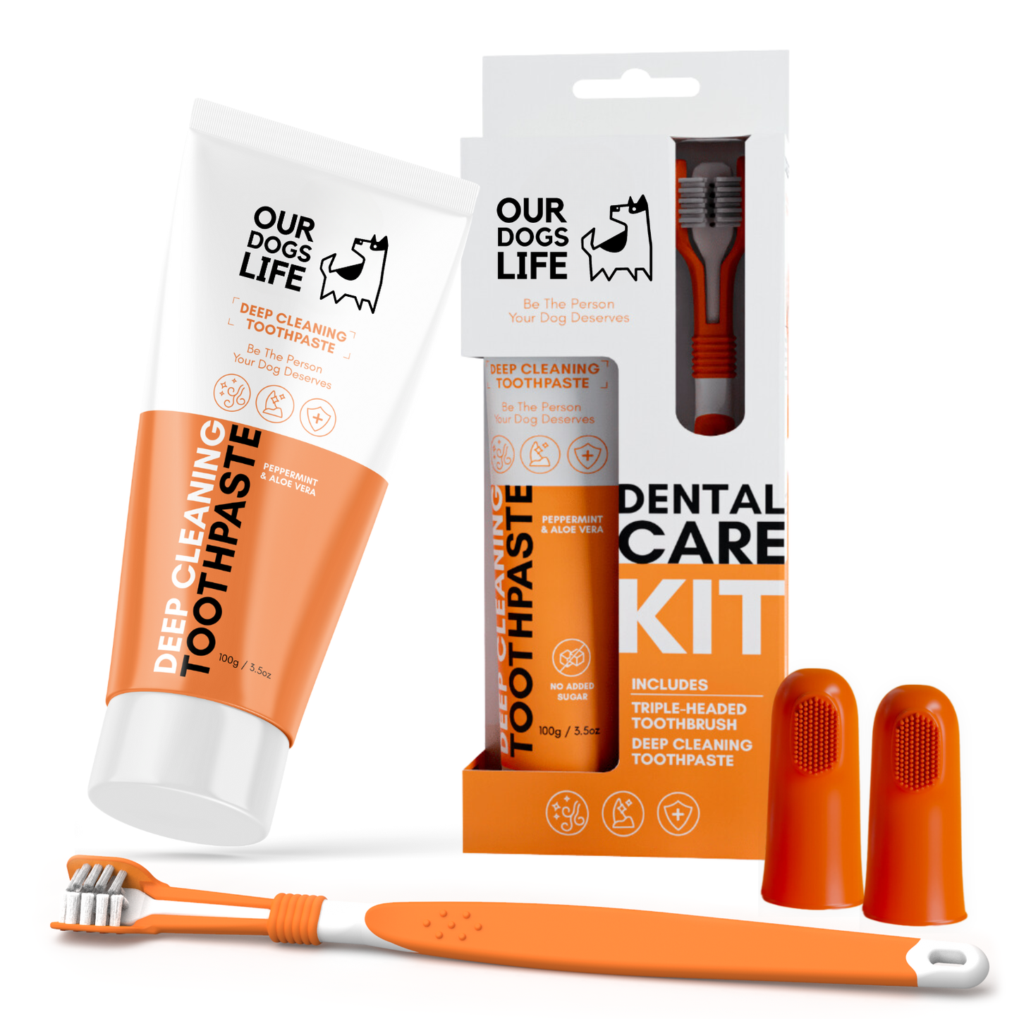 Set de dentifrice et brosse à dents pour chien
