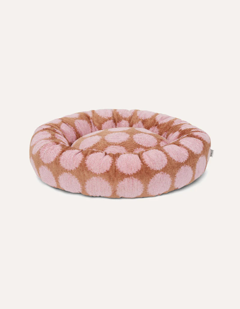 Panier rond à pois pour chien