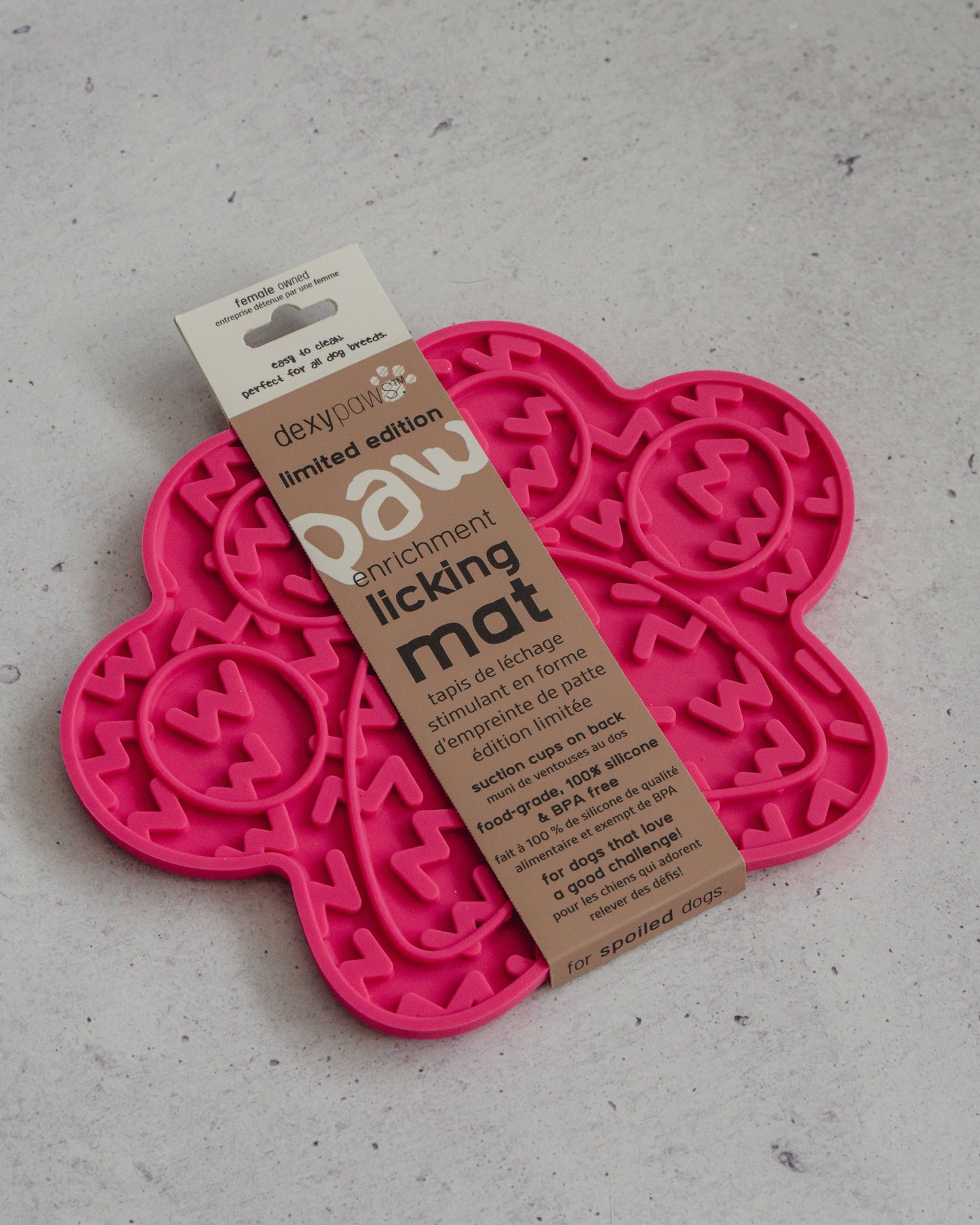 Tapis à lécher Hot Pink Paw Print Enrichment