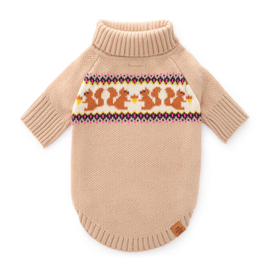 Pull tricoté pour chien avec motif écureuil