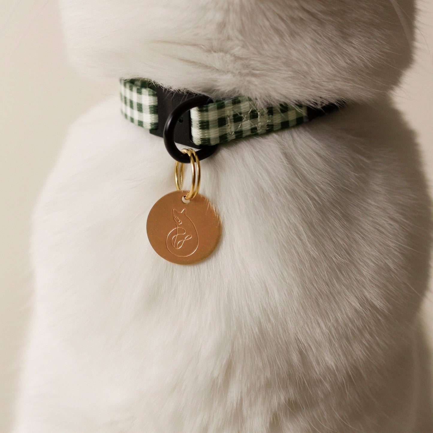Collier pour chat vichy vert
